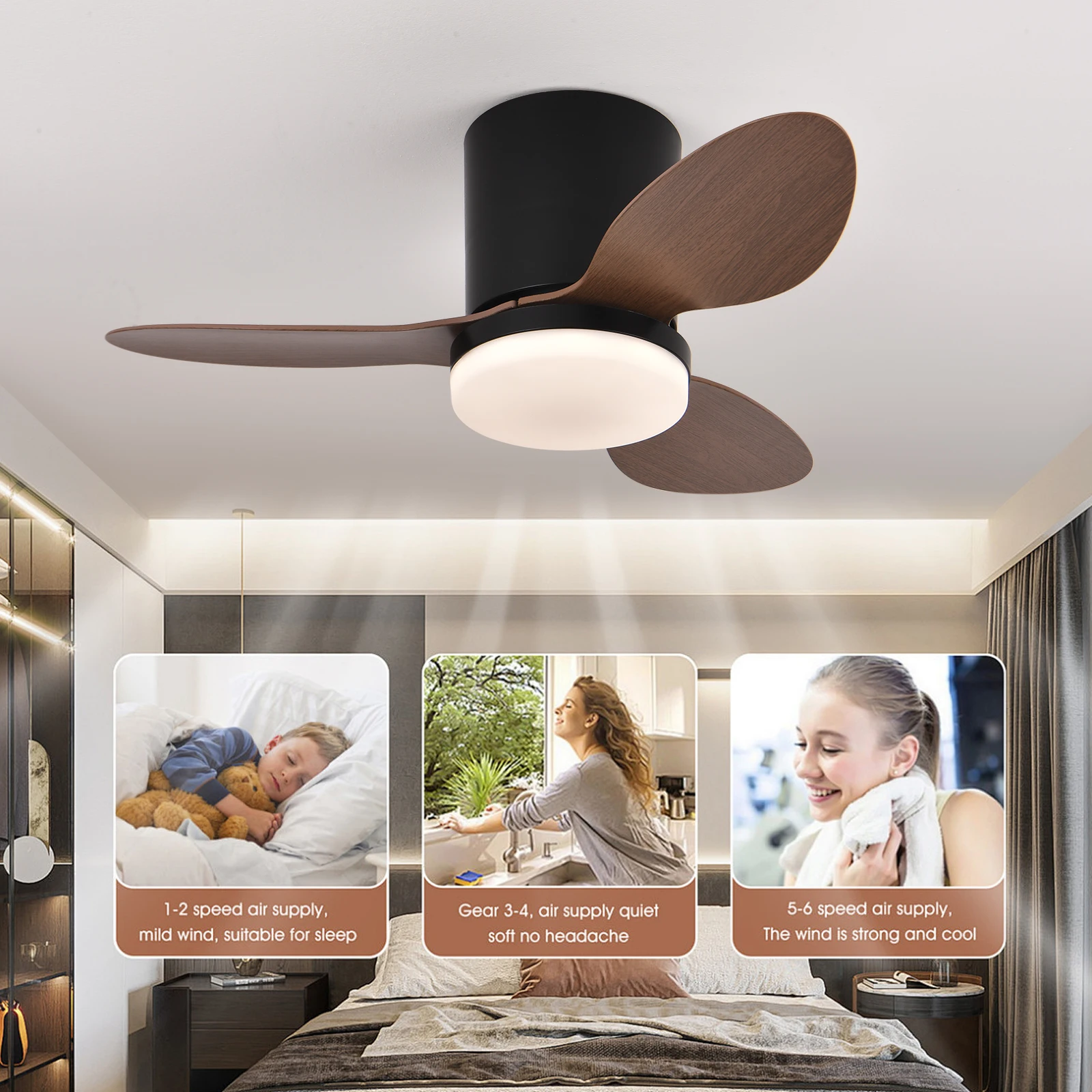Ceiling Fan 6-speed smart dimming LED Ceiling fan lighting bedroom room lamps Living room lights Silent and powerful ceiling fan led ceiling fan lights led fan light led ceiling lights