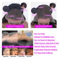250% 30 40 pouces cheveux humains 13x6 HD dentelle frontale perruque brésilienne lâche vague profonde bouclés cheveux humains 360 pleine dentelle avant perruque pré-plumée 6