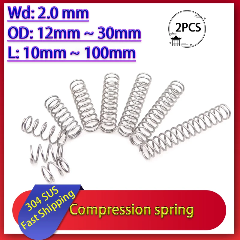 

2Pcs Wire Diameter 2.0mm 304 Stainless Steel Compression Spring Y-shaped Shock Absorption Return Spring Customizable