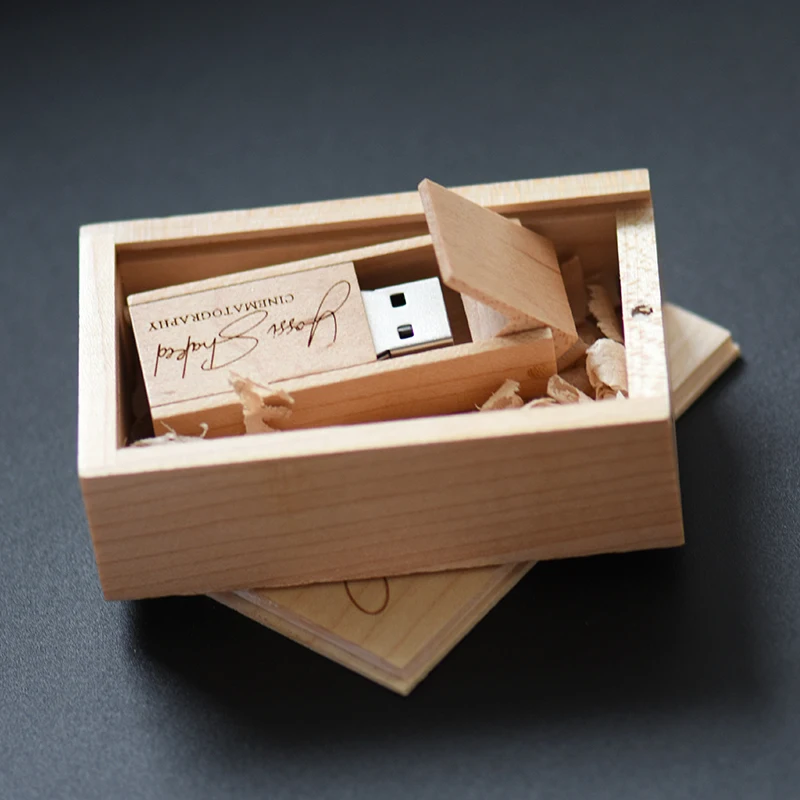 고속 3.0 USB 플래시 드라이브, 나무 상자 메모리 카드 스틱, 펜 드라이브 사진, 결혼 선물, 펜 드라이브, 무료 커스텀 로고, 128GB