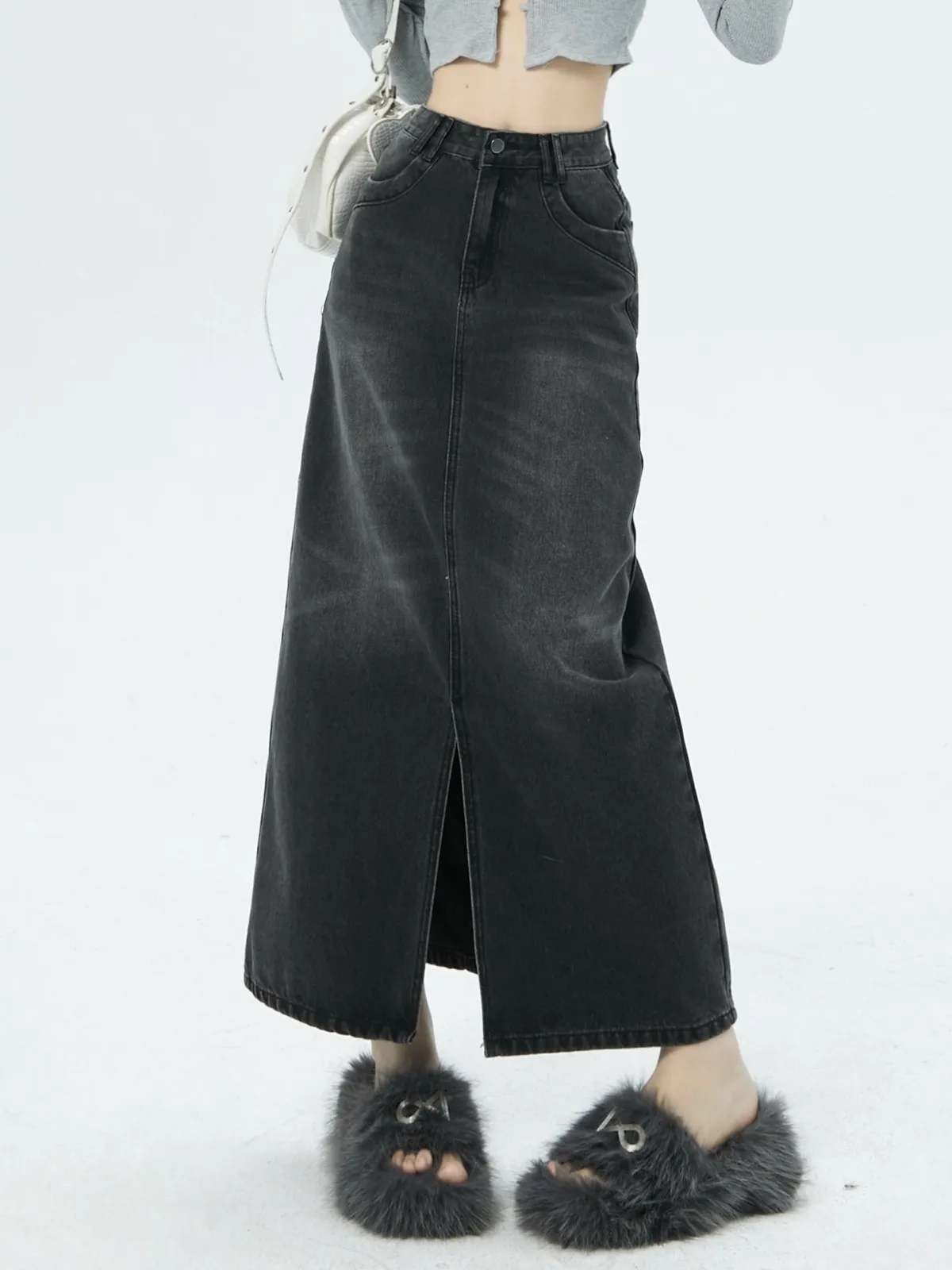 

Модная новая длинная джинсовая юбка ZHISILAO, Женская винтажная джинсовая юбка с высокой талией, весна 2024