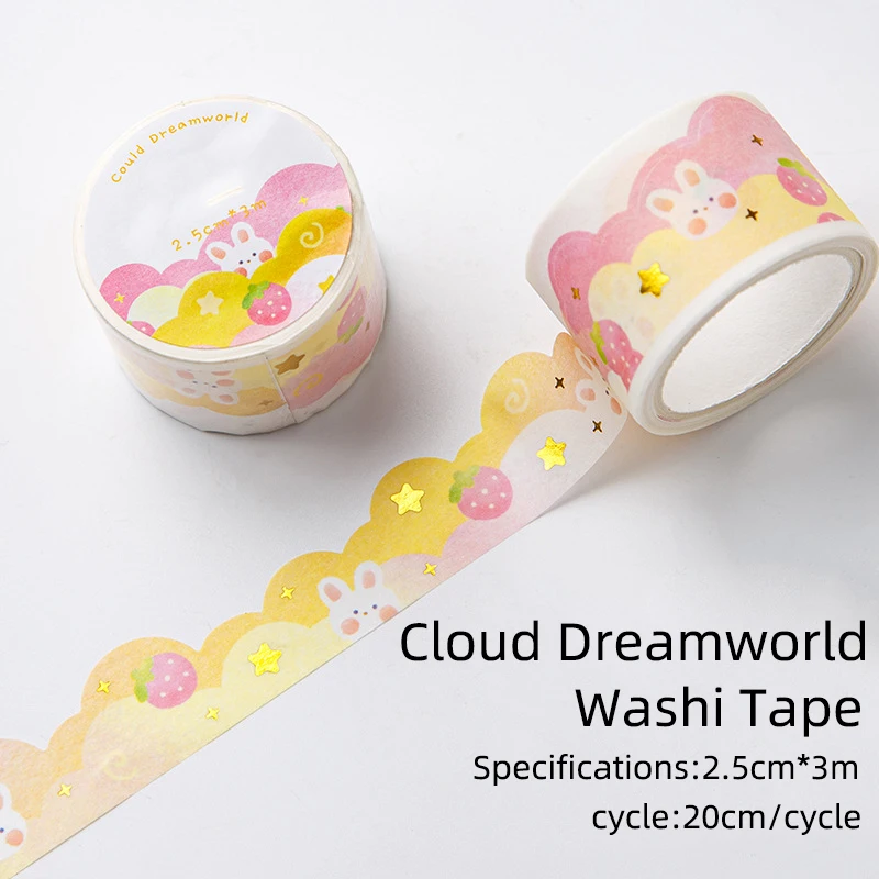 8 롤 Washi 테이프 세트 Kawaii 구름 스티커 편지지 마스킹 테이프 DIY 예술 공예 선물 포장 저널링 스크랩북