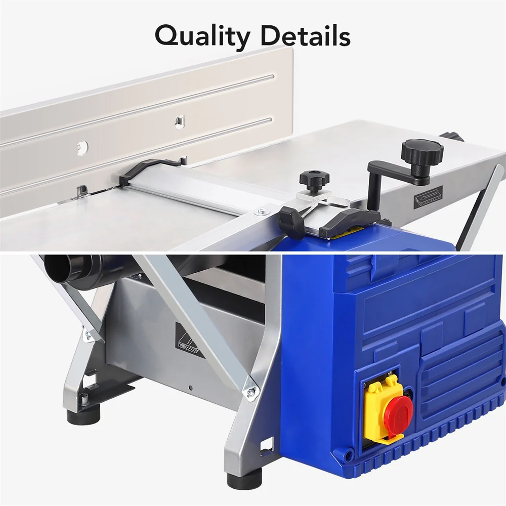 Powerful Benchtop Planer 1250W Worktable Thickness Planer with Low Noise for both Hard & Soft Wood Planing & Thicknessing 4