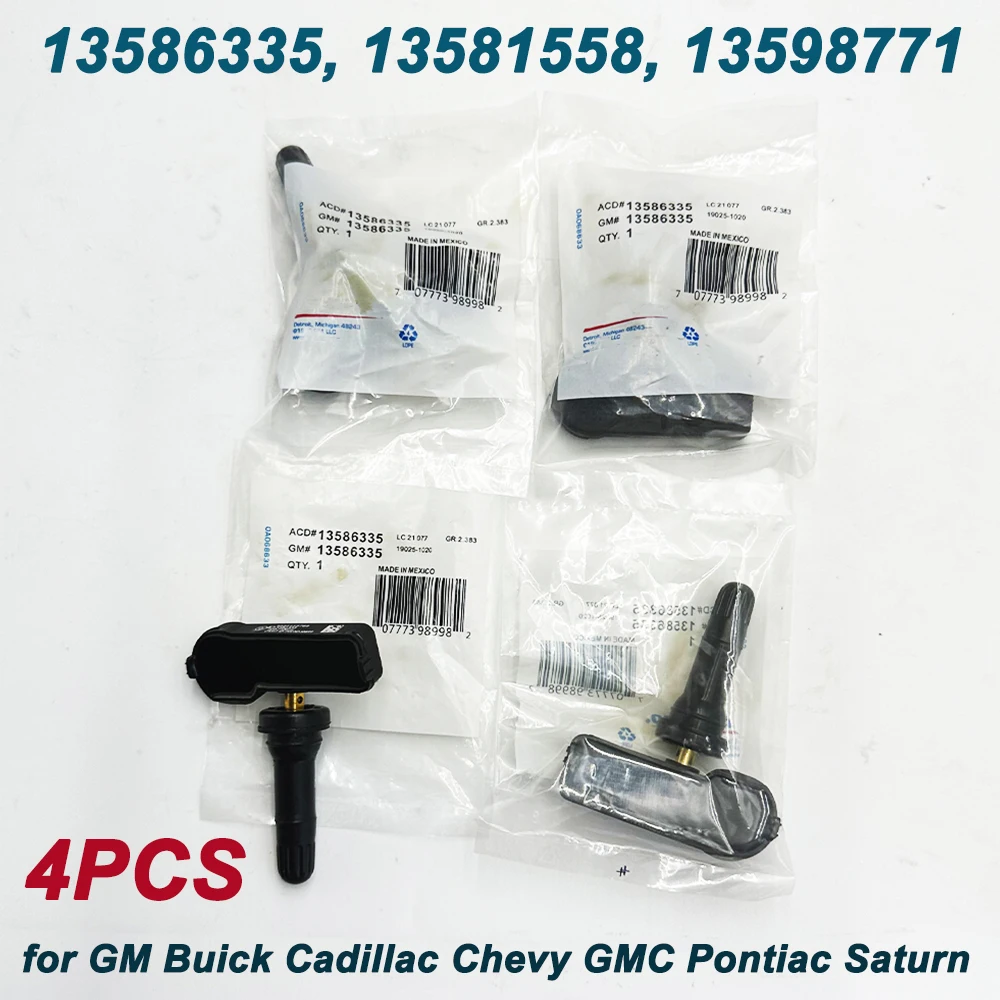 

Датчик давления в шинах TPMS 4 шт. для 2018 GM Chevy Cadillac Buick GMC Pontiac 13586335 13598771 20923680 22853741 25920615 315 МГц