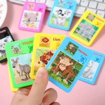 1pc Mini Early Educational Toy Developing for Children Jigsaw Digital Number 1-16 Animal Cartoon Puzzle Game Toys 1