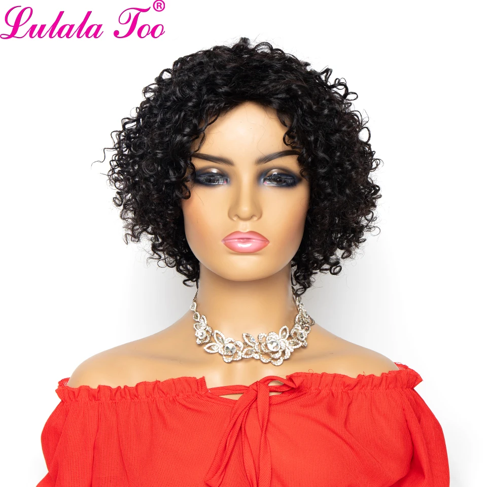 Kinky Curly Wig Short Bob Human Hair Wigs Brazilian Remy Wigs 150% Density For Women Natural Color Yepei Hair