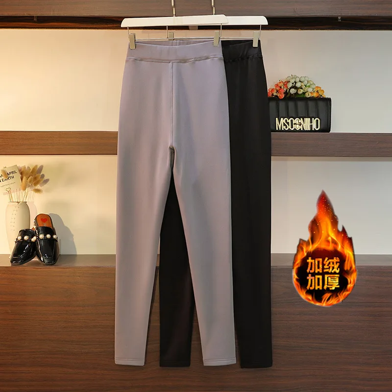 566647-f2b723.jpg 150Kg Plus Size Women's Hip 155 Winter Loose Inside and Outwea Fleece Leggings Casual Pants Black Gray 5XL 6XL 7XL 8XL 9XL - Image 1