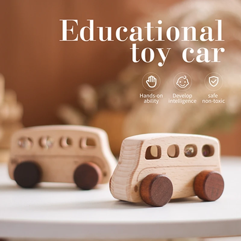 سيارة "بيبي باص" الخشبية الناعمة (Mini Wooden Car)