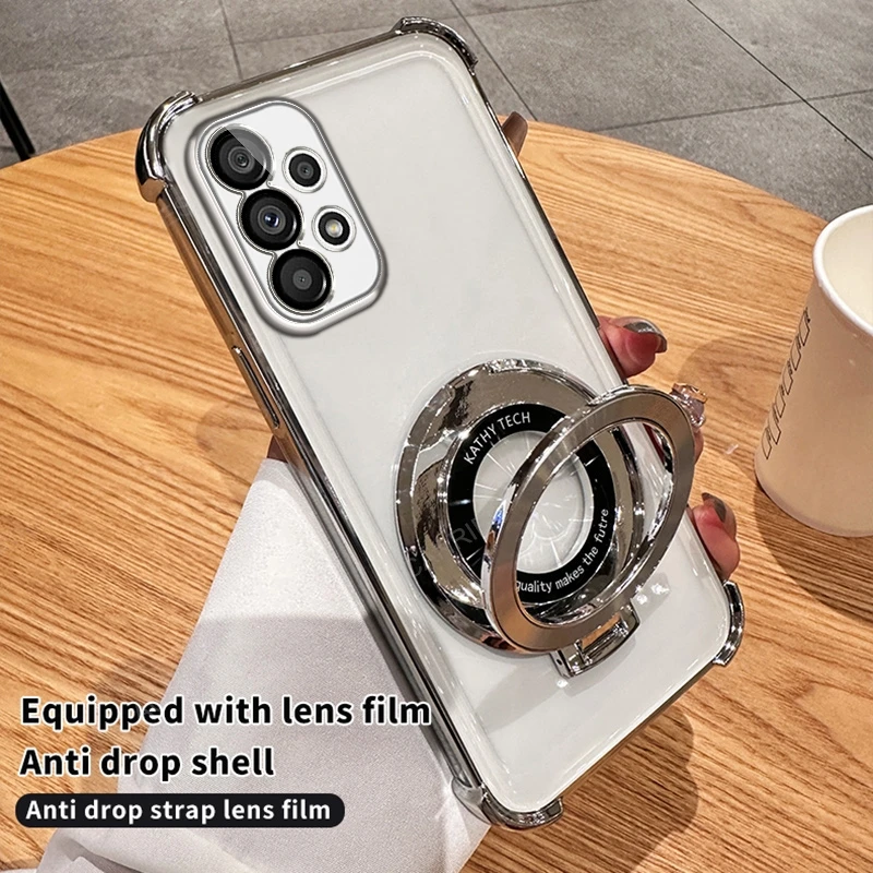 Magnetic Wireless Charging Stand with Four-Corner Anti-Shock Plating Case