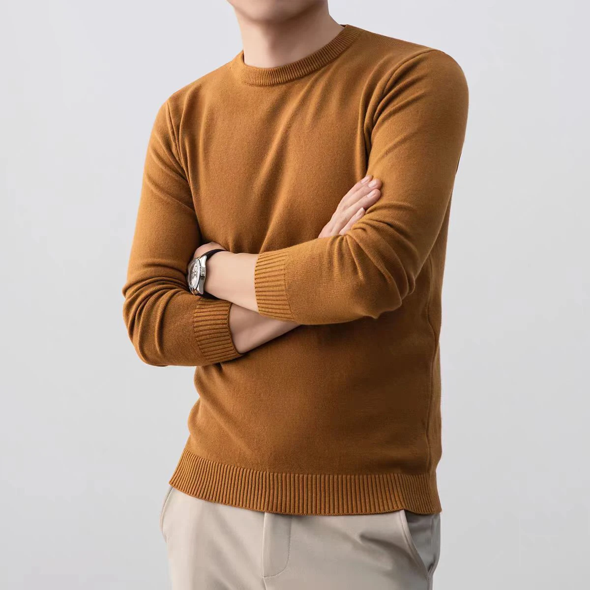 Animal Game Men's Knitwear Long Sleeve Pullover Sweater Classic Crewneck Tshirts Casual Sweaters Lightweight Solid Streetwear