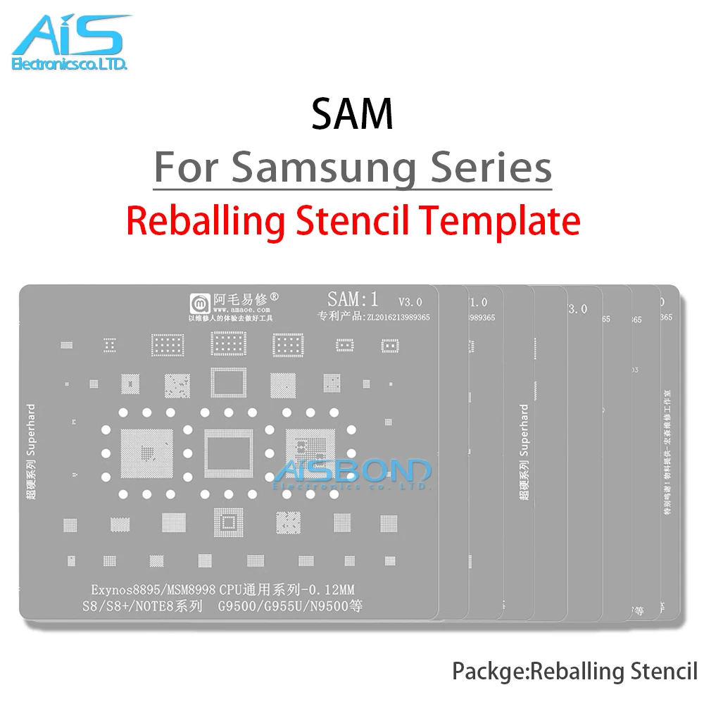 Amaoe SAM1-20 BGA Reballing Stencil For Samsung All series A full range Exynos CPU RAM EMMC POWER Charger IC Tin Net Repair