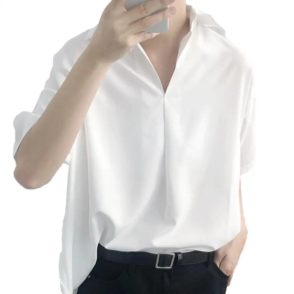 

Shirt Oversize Men Pullover Short Sleeve Korean Style Fashionable Men Short Sleeve Blouse