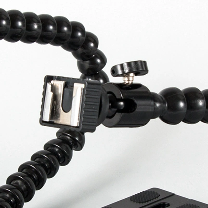 Flexible Dual Arm Hot Shoe Flash Bracket Mount Holder for Canon Nikon Pentax Macro Shot Camera Accessories