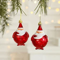 Set of 2 Red & White Santa Claus Christmas Tree Ornaments - Festive Hanging Decorations (A - santa 3)
