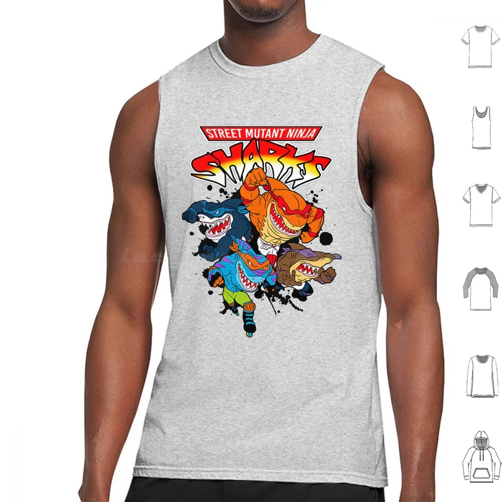 Strada Mutant Sharks Serbatoio Magliette E Camicette Della Maglia Senza Maniche Street Sharks 90S 90S Cartoni Animati Cartoni Animati Jab Jawsome Mash