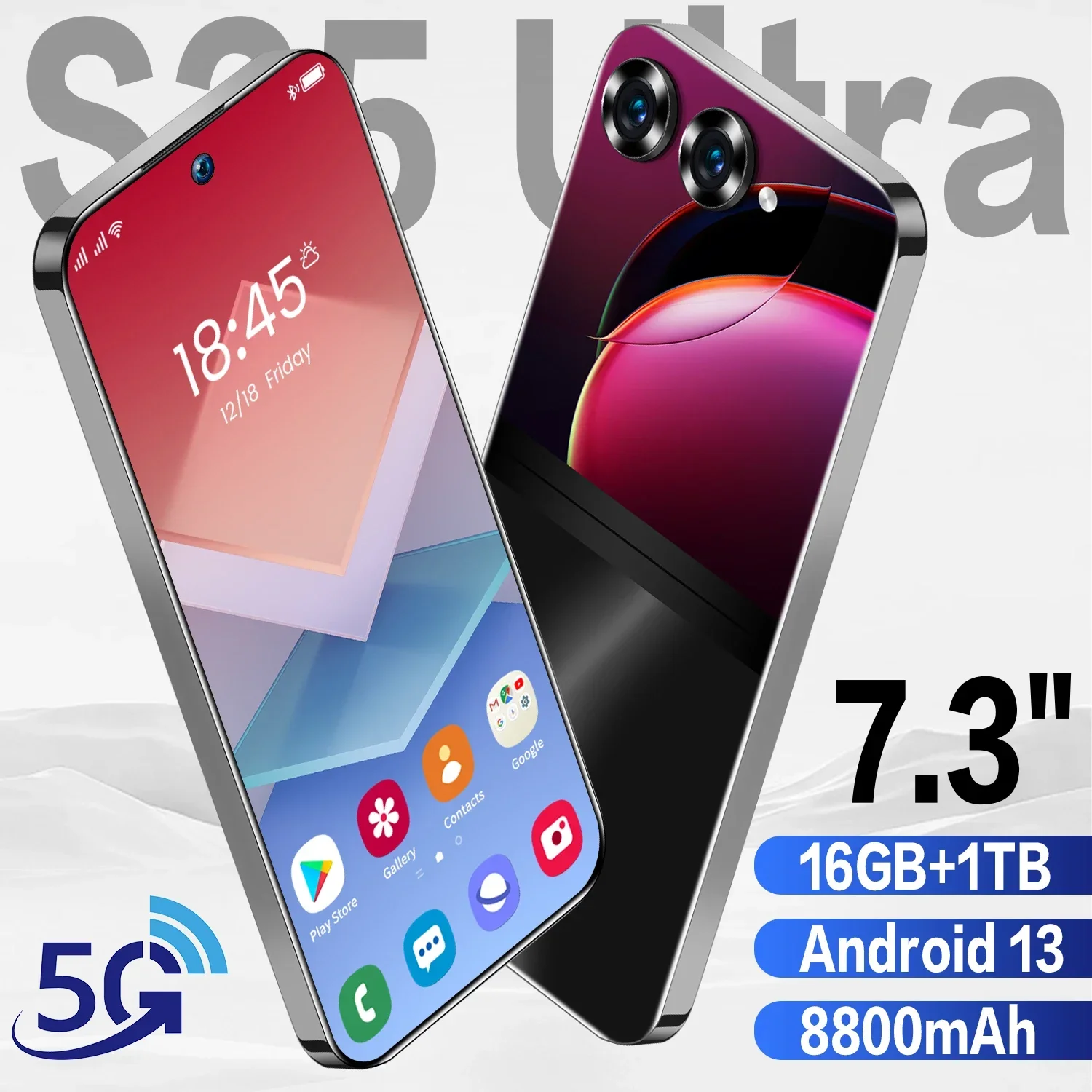 

New 5G SmartPhone S25 Ultra 7.3 Inch Celulares 48MP+72MP Android Moblie Phones Dual Sim Card 8800mAh Unlocked Original CellPhone