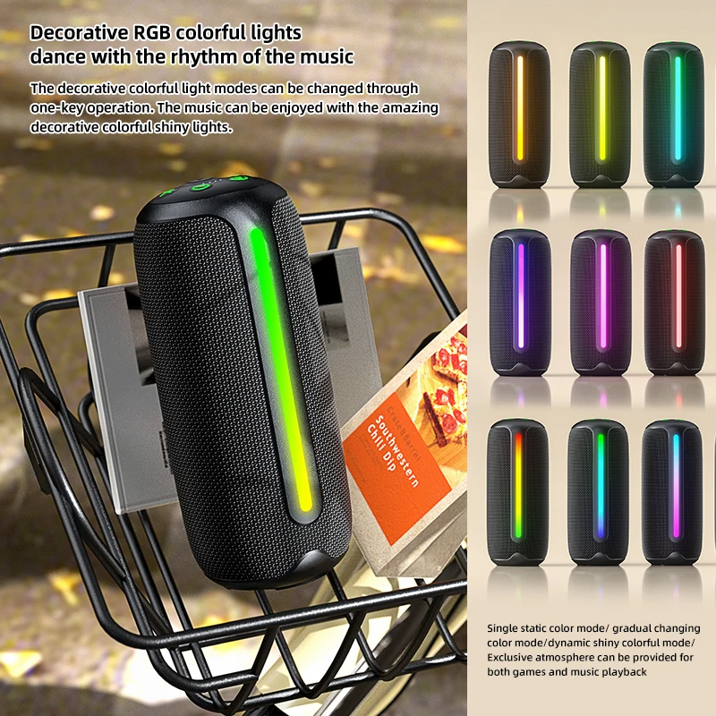 Rockmia EBS-615 20W Portable Powerful Bass Speaker Bluetooth 5.3  RGB Light  Fashional Fabric Mesh  Outdoor  IPX5 5