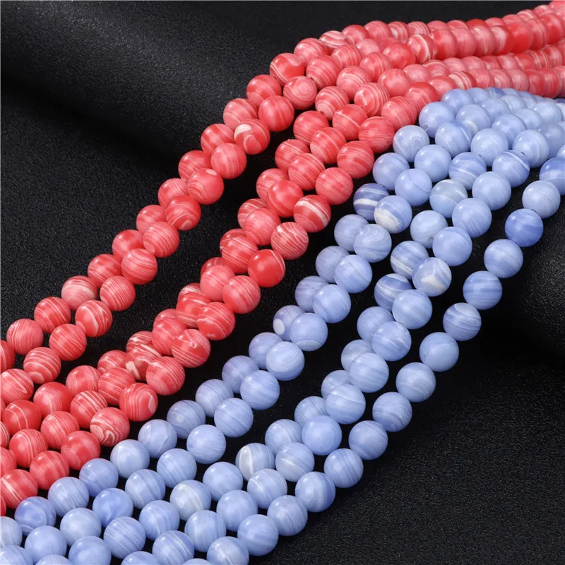

15" Blue Lace Agates Natural Stone Beads Smooth Australian Rhodocharosite Stone Loose Round Beads For Jewelry Making 6/8/10mm