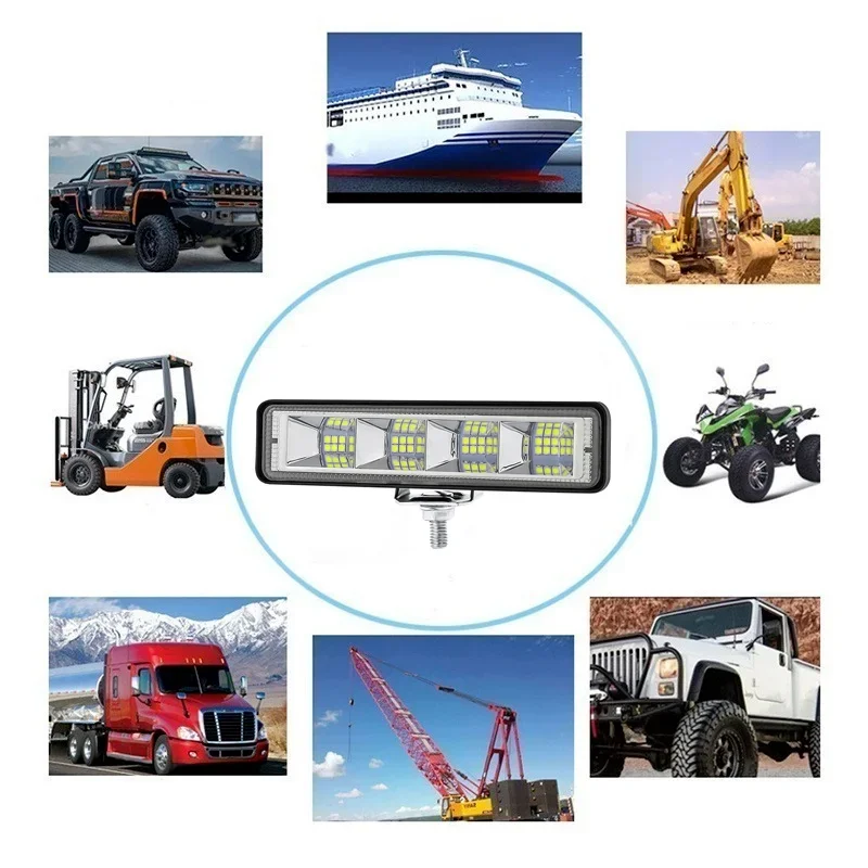 24LED 자동차 작업등 DRL 고휘도 스포트라이트, 오프로드 자동차 트럭 야간 운전 헤드라이트, 안개등 DC12V-60V, 6500K, 72W