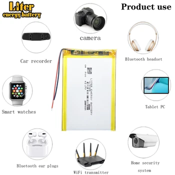 Batteria Ricaricabile agli Ioni di Litio 3.7V 2500mAh 405080 per MP3 MP4 MP5 GPS PSP Dispositivi Mobili Bluetooth