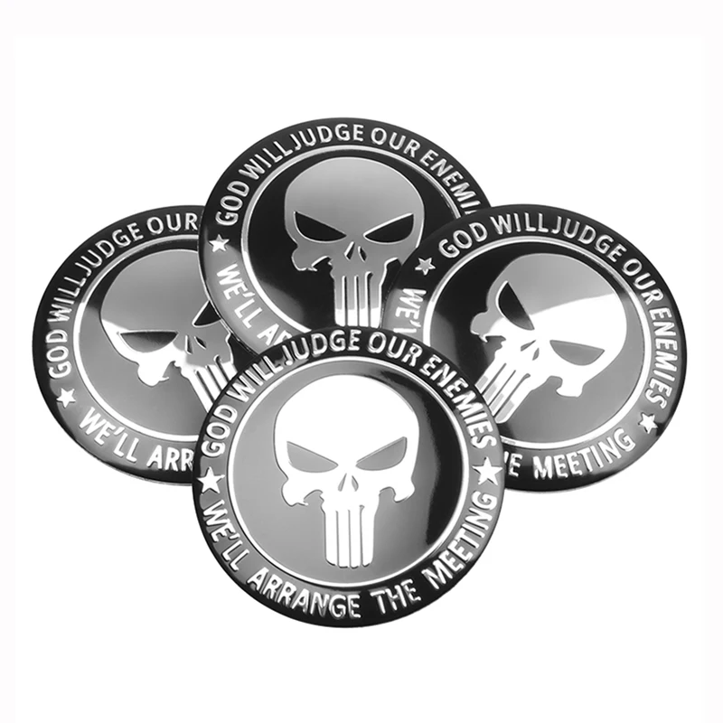 Skull Car Hubcap sticker 4pcs 56MM aluminum car tire personalized car sticker decoration