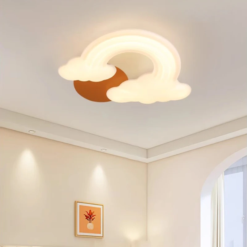 RomanticChildrensRoomCeilingLampsLEDRainbowCloudLampModern