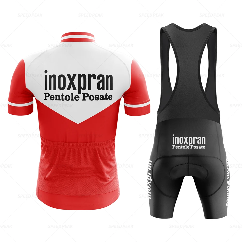 inoxpran Retro Cycling Jersey Set Classical Bicycle Suit Bike Short Sleeve Men Bib Shorts Clothes Por Team Triathlon Maillot