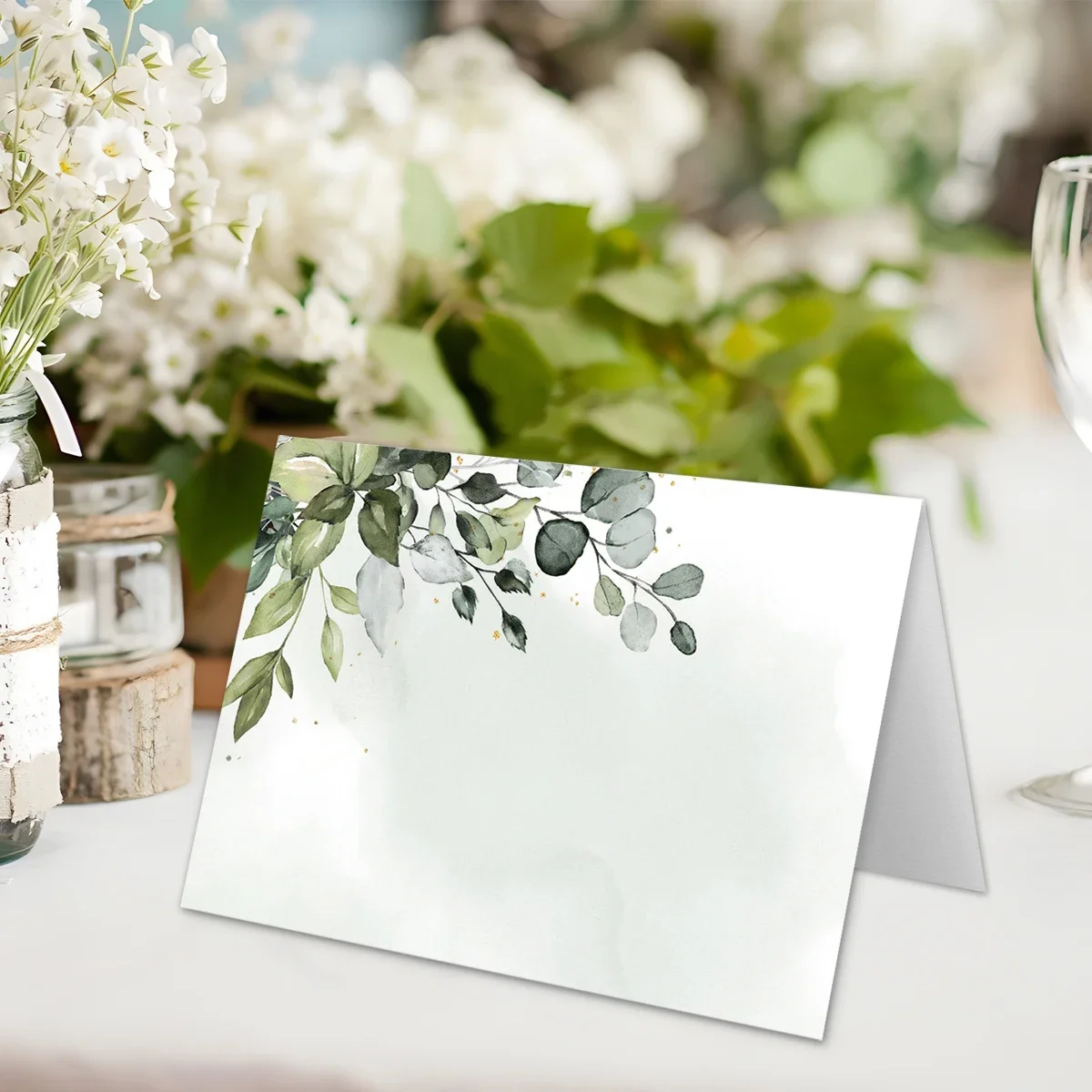 10pcs/pack Greenery Watercolor Place Cards for Wedding Party Table Place Setting Cards Floral Card For Tables Easy Folding