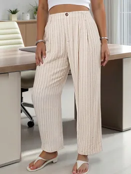 XL-4XL Plus Size Pants Women High Waist Long Pants 2026 Summer Autumn Fashion Print Big Size 3XL Oversize Office Lady Trouser