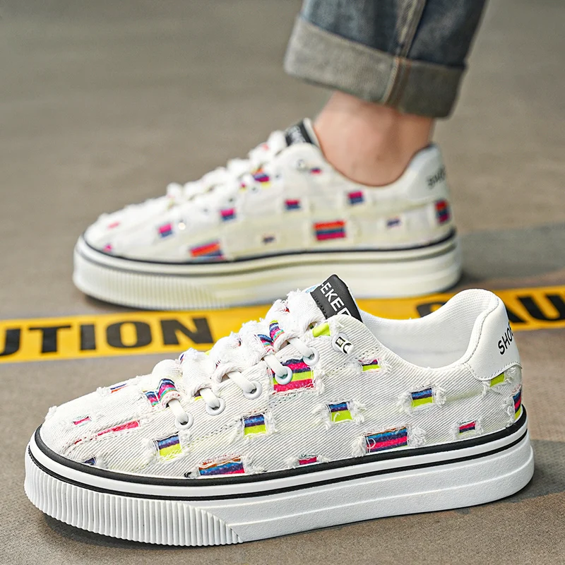 HKDQ Summer Men's Vulcanize Shoes Fashion Elastic Breathable Canvas Shoes For Men White Designer Sneakers Man Casual Espadrilles