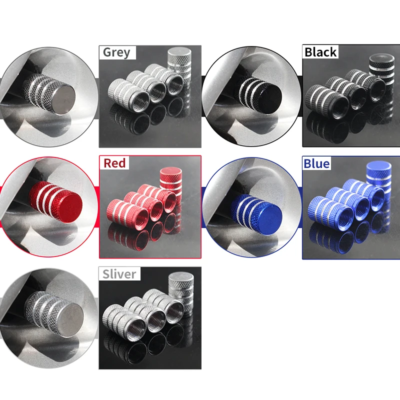 4-Piece Aluminum Anti-Theft Tire Valve Stem Caps Set