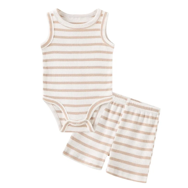 

2Pieces Cotton Unisex Bodysuits+Shorts 2023 Newborn Baby Boy Clothes Set Solid Color Baby Girl Clothes Sleeveless Cartoon