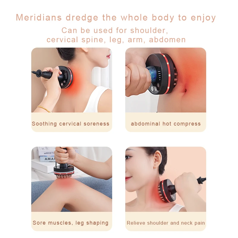 Microcurrent Meridian Brush Massager Cellulite Lymphatic Infrared Heating Vibration Body Detoxification Health ScrBlood Relaxing