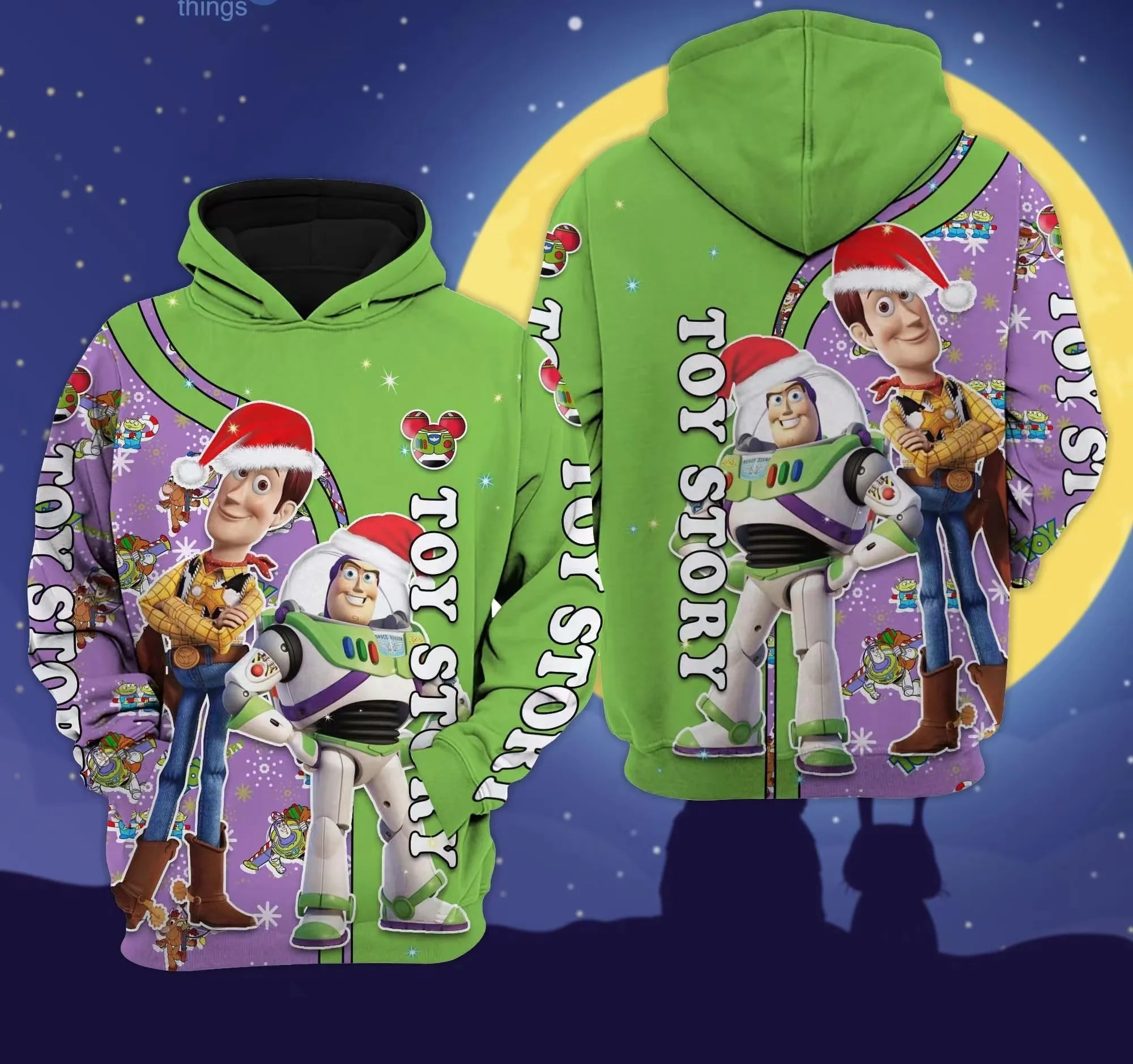

Toy Story Christmas Disney Cartoon 3D Hoodie Zip Hoodie