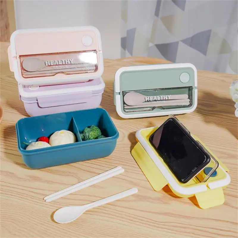 

Коробка Bento портативная с ложкой, палочки для еды, детский студенческий контейнер для еды, новый герметичный пластиковый Ланч-бокс для кемпинга на открытом воздухе
