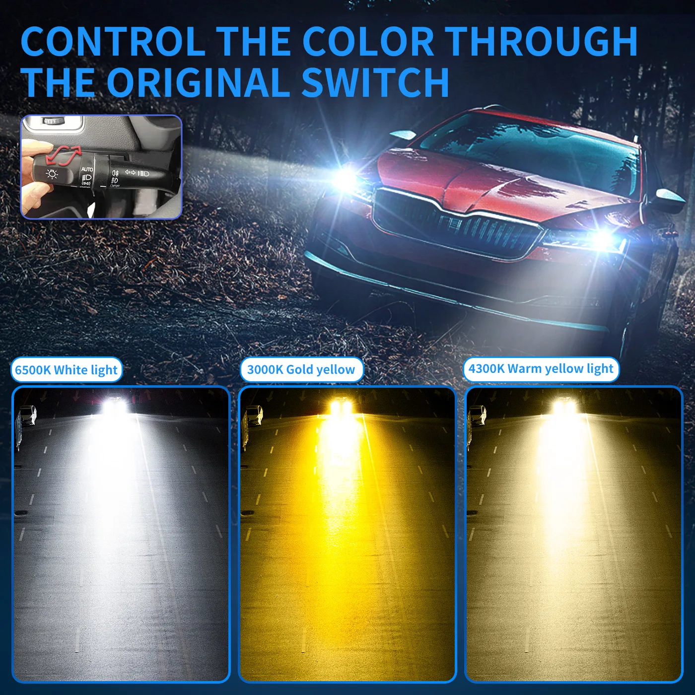 2PCS H7 LED 50000LM 120W 헤드라이트 12V 3000K-6500K 3색 전구 자동차용 LED H7 Canbus 팬 터보 라이트 포함