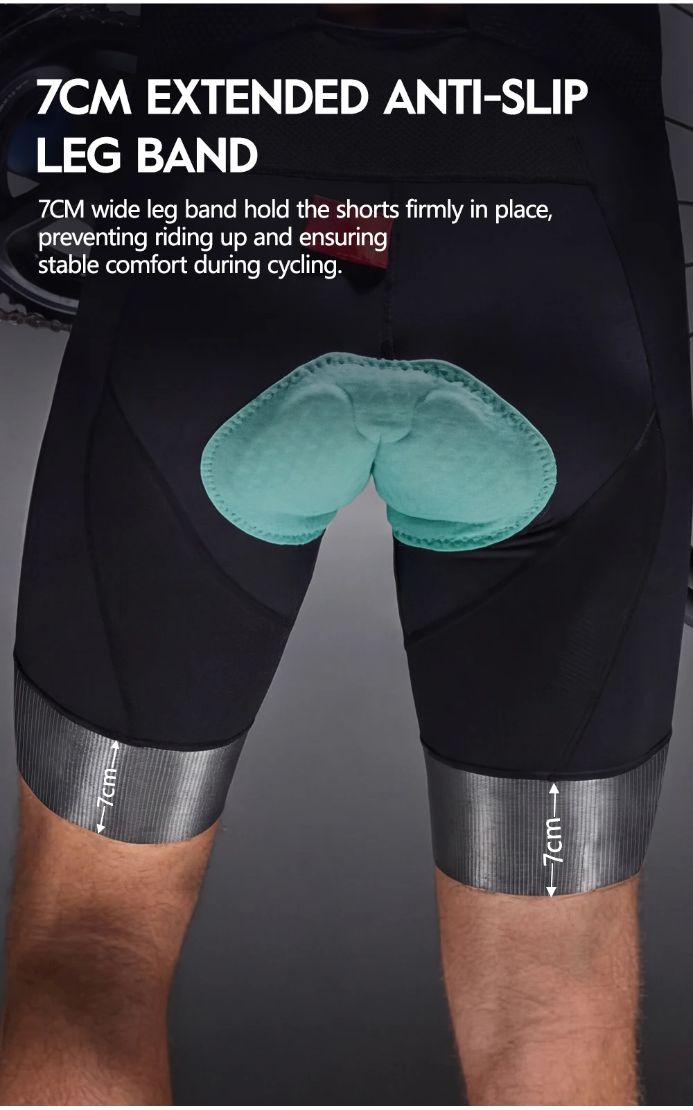 RION Herren-Radlerhose Pro Fahrrad-Trägerhose MTB Gepolsterte Fahrradbekleidung Italienische Dolomiti-Polster 8H Rennrad-Trägerhosen Slim Fit – Detail 7