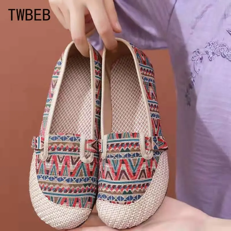 

New Women Single Shoe Canvas Shoes Slip on Light Mesh Summer Shoes Breathable Flat Shoes Female Casual Non-slip Flat Lazy Shoes