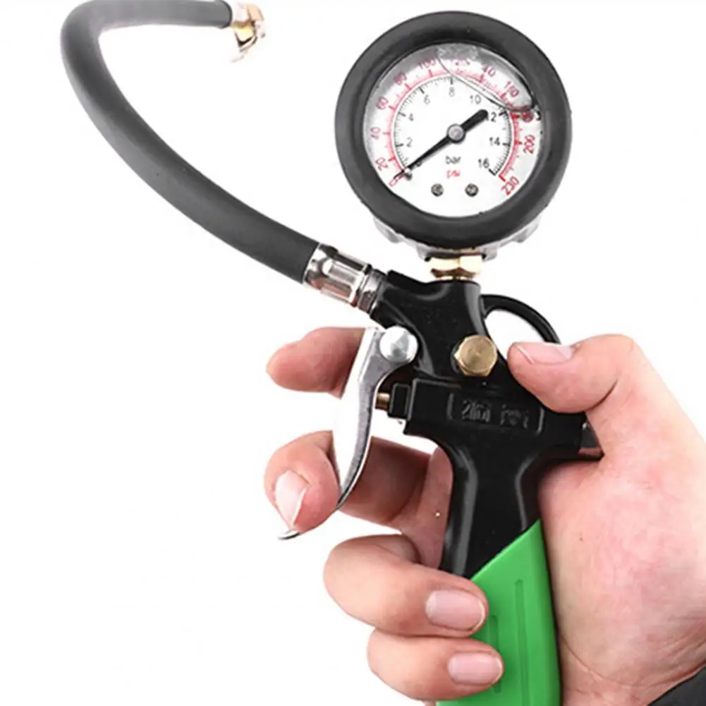 Tire Inflator Gauge  Compact High Precision Comfortable Grip  Oil-immersed Tire Pressure Gauge Household Supplies
