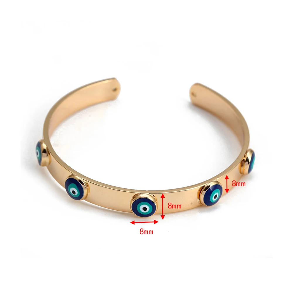 Bangle Bracelet Chain Bracelet Lucky Eye Turkish Blue Evil Eye Bangle Copper Adjustable Fatima Hand Charm Cuff Bracelet for Women Girls Men Jewelry BE602