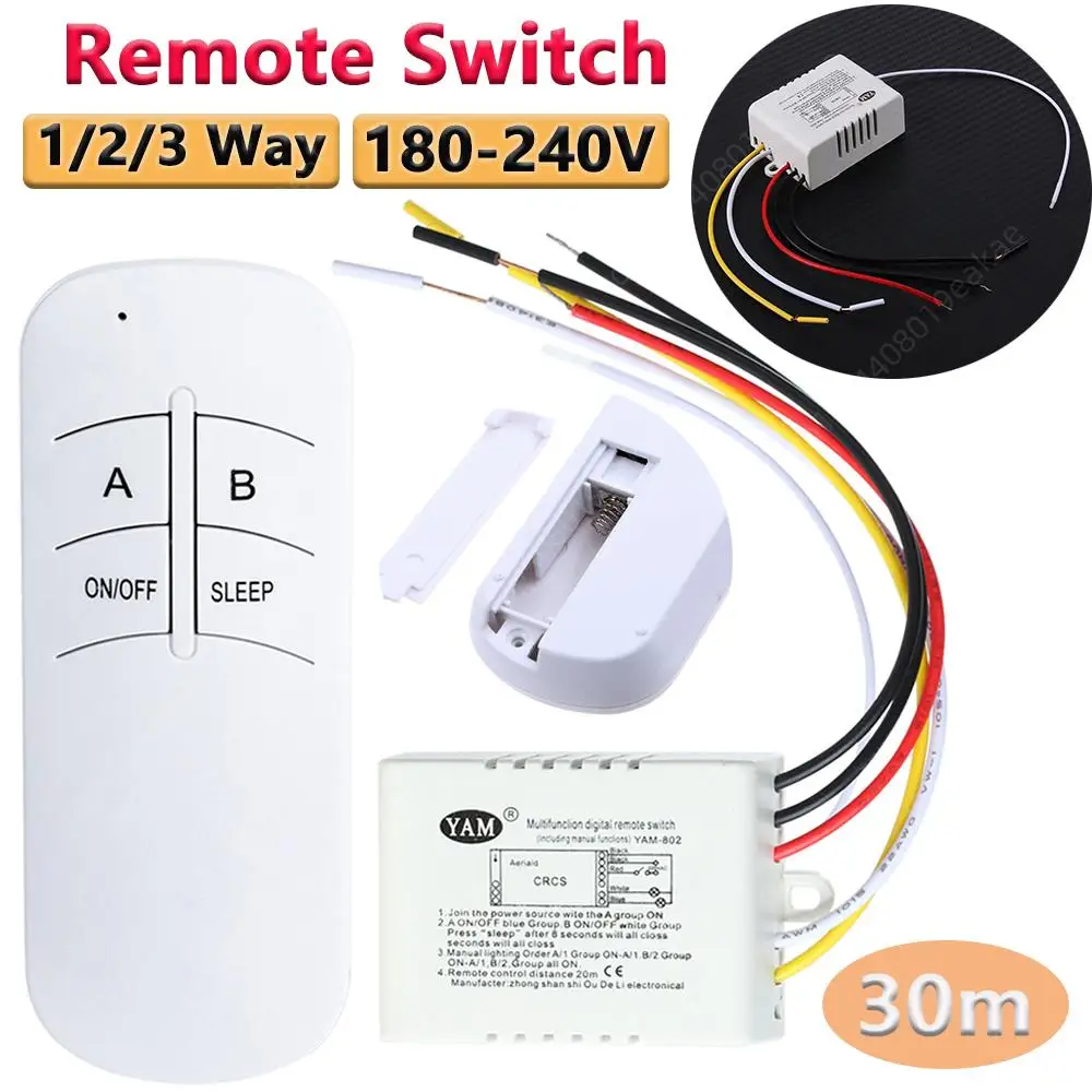One/Two/Three Way Remote Switch Wireless ON/OFF 220V Lamp Remote Control Switch Receiver Transmitter Within 30m For Lamp Light