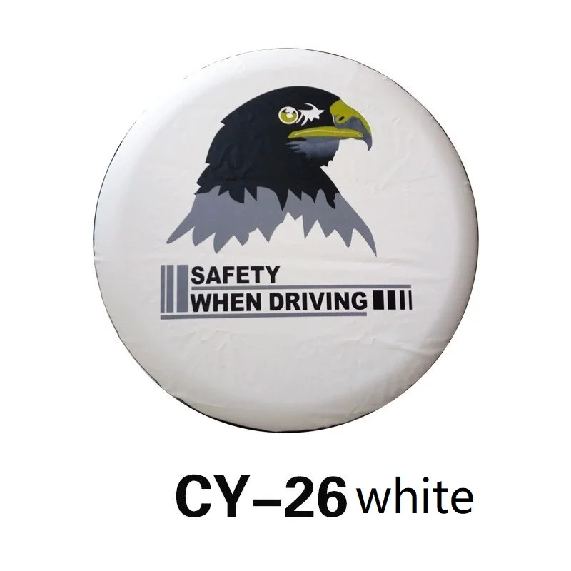 Dust-Proof White Spare Tire Cover for Jeep Wrangler RV, SUV, Truck Travel Trailer 14" 15" 16" 17"