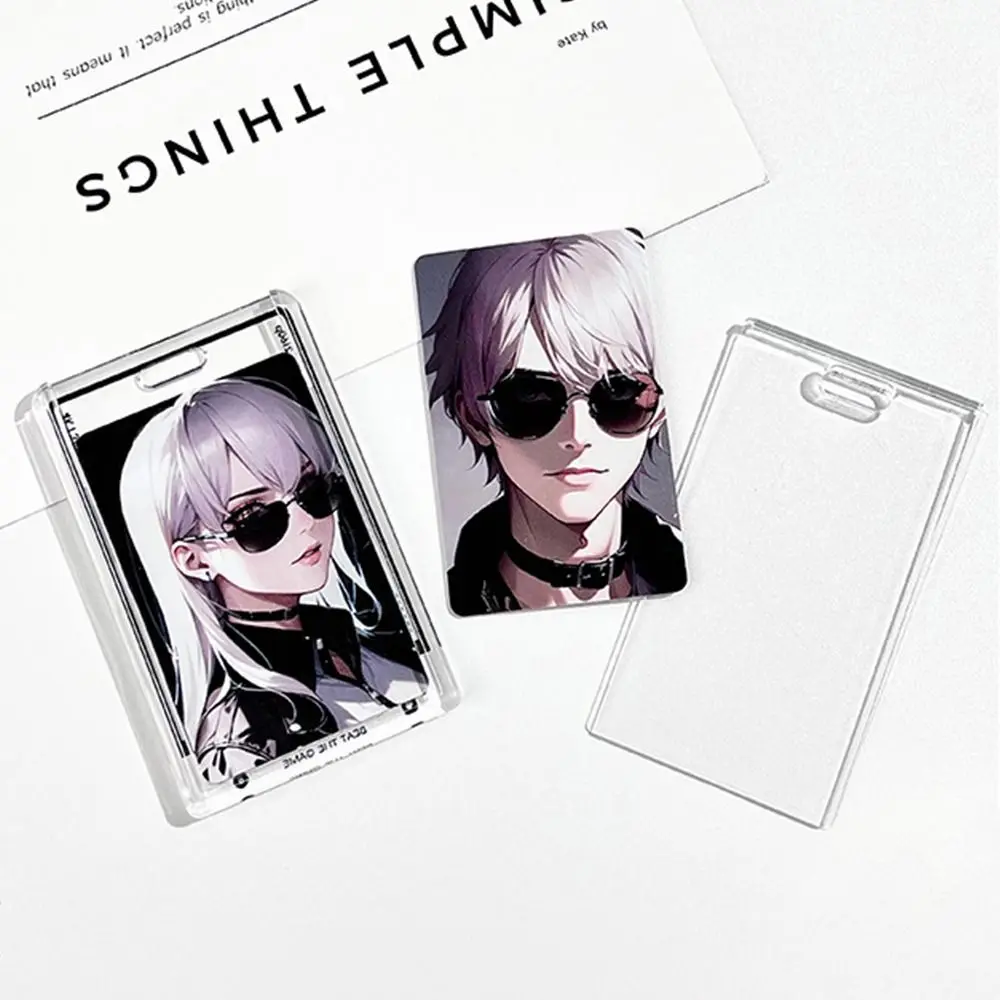Creative Transparent Kpop Card Holder Korean Fashion Display Student Card Protector for Kids Idol Photocard Holder with String