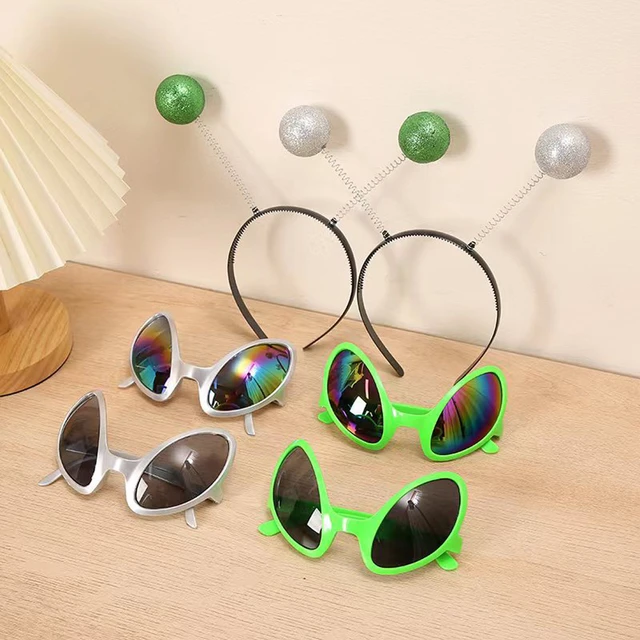 1 pz occhiali da sole alieni montatura verde/argento Funny ET Outdoor  ciclismo occhiali sportivi lenti grigie/arcobaleno Party Holiday Eyewear  Decor - AliExpress