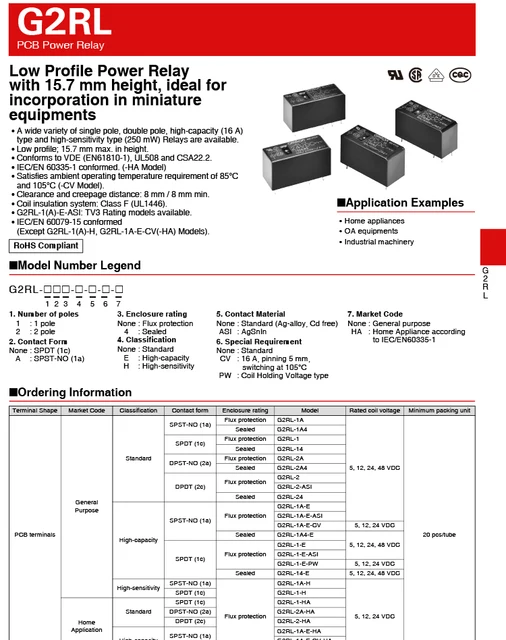 2x G2RL Relais 12VDC - Relais Set 12A 16A Verschieden Pole