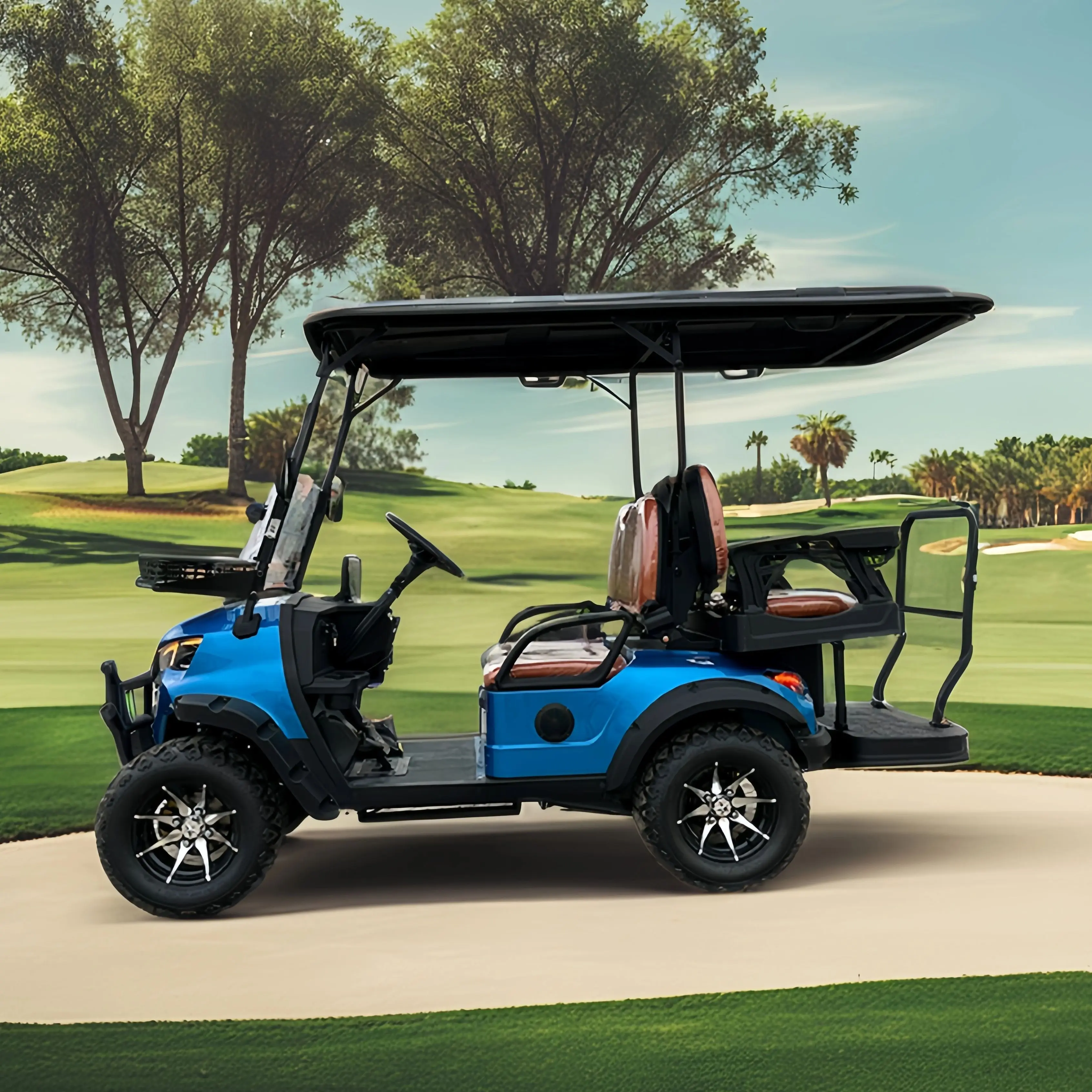 New 72v Electric 2+2-Seater Kick Scooter Party Mini Bus for Sightseeing and Car Travel 72v Electric Golf Cart