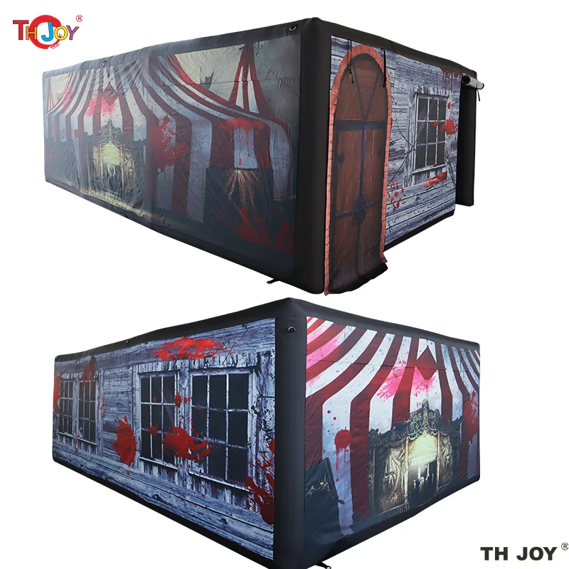 Fast Air Ship 6x4m Custom Made Inflatable Halloween Haunted House Maze Blow Up Air Labyrinth Maze Challenge Game with Blower 3