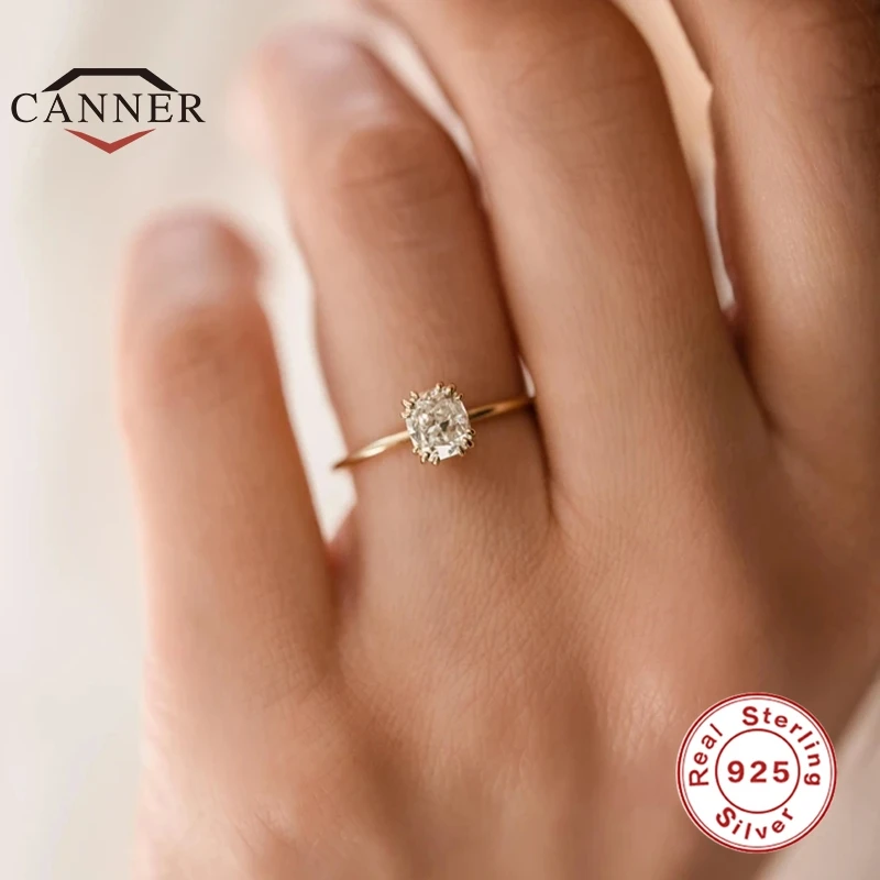 925 Sterling Silver Fashion Mini Zircon Engagement Ring Women Gold Color Fine Jewelry Gift Cannner silver rings silver ring wedding rings gold plated silver ring