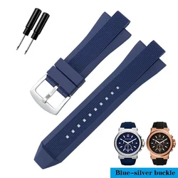 Natural Soft Silicone Rubber Men's Watch Band - Premium Replacement Strap, 29*13mm - 29 - 13mm (Blue silver)