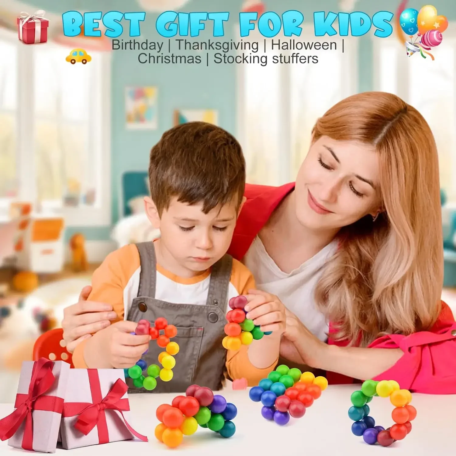 Sensory Fidget Toys Autism Fidget Ball Autistic ADHD Cool Desk Toy Calm Down Travel Airplane Toys Stuffers Gift for Kids Girls 6